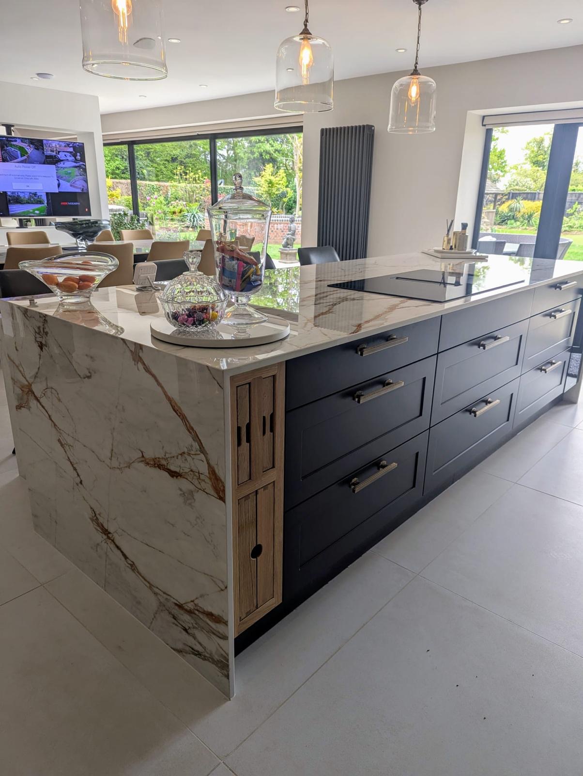 Luxury Marble Waterfall Island